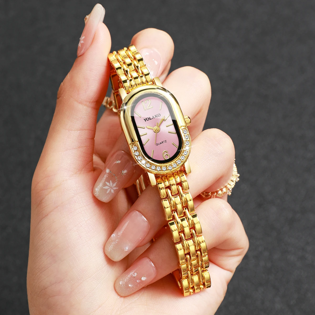 Luxury Watch Organizer - ساعة كوارتز نسائية فاخرة مرصعة بالكريستال،