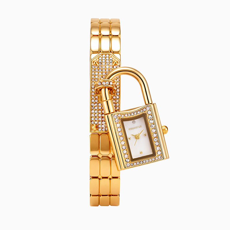 Luxury Watch Arabic - ساعة يد نسائية كوارتز بتصميم قفل