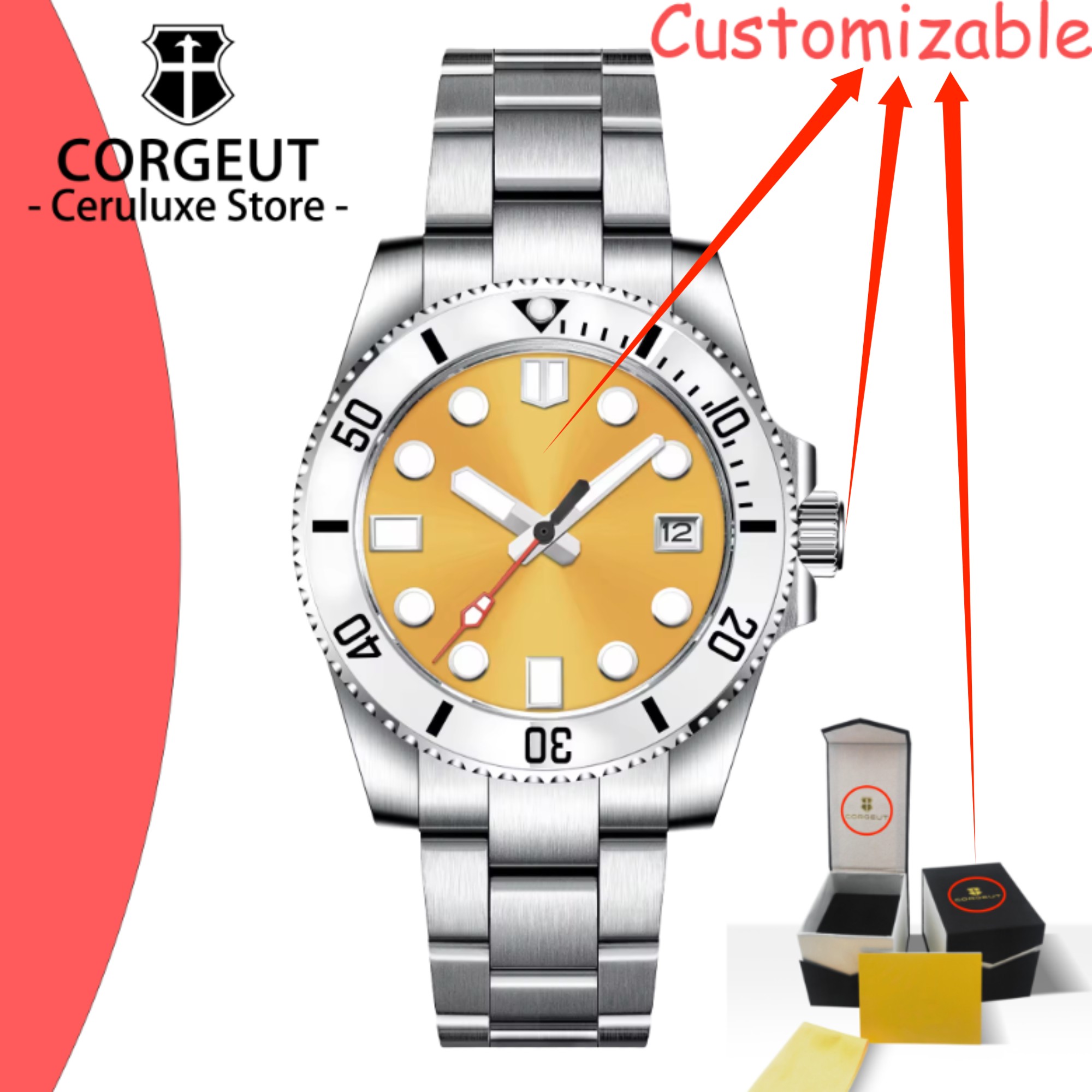 Luxury Watch Logo - ساعة رجالية أوتوماتيكية ميكانيكية مخصصة بشعار