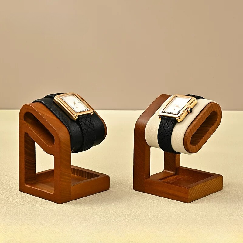 Luxury Watch Boutique - حامل عرض ساعات من الخشب الصلب،