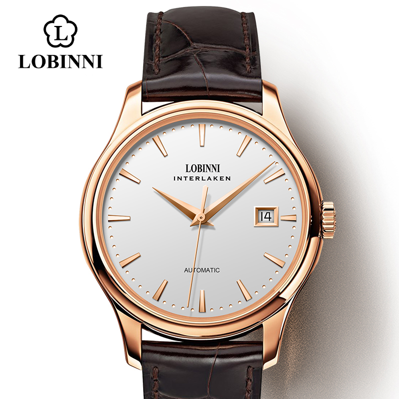 Guilloché Dial Watch - ساعة LOBINNI L12026 للرجال، حركة ميكانيكية