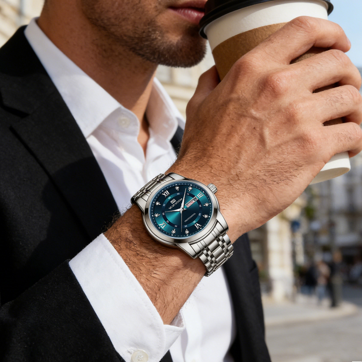 ساعة فاخرة من الفولاذ المقاوم  - مراجعة Luxury Watch Green Dial وسعره
