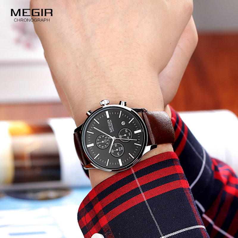 Megir-ساعات كوارتز للرجال ، مض - مراجعة Luxury Watch Green Dial وسعره