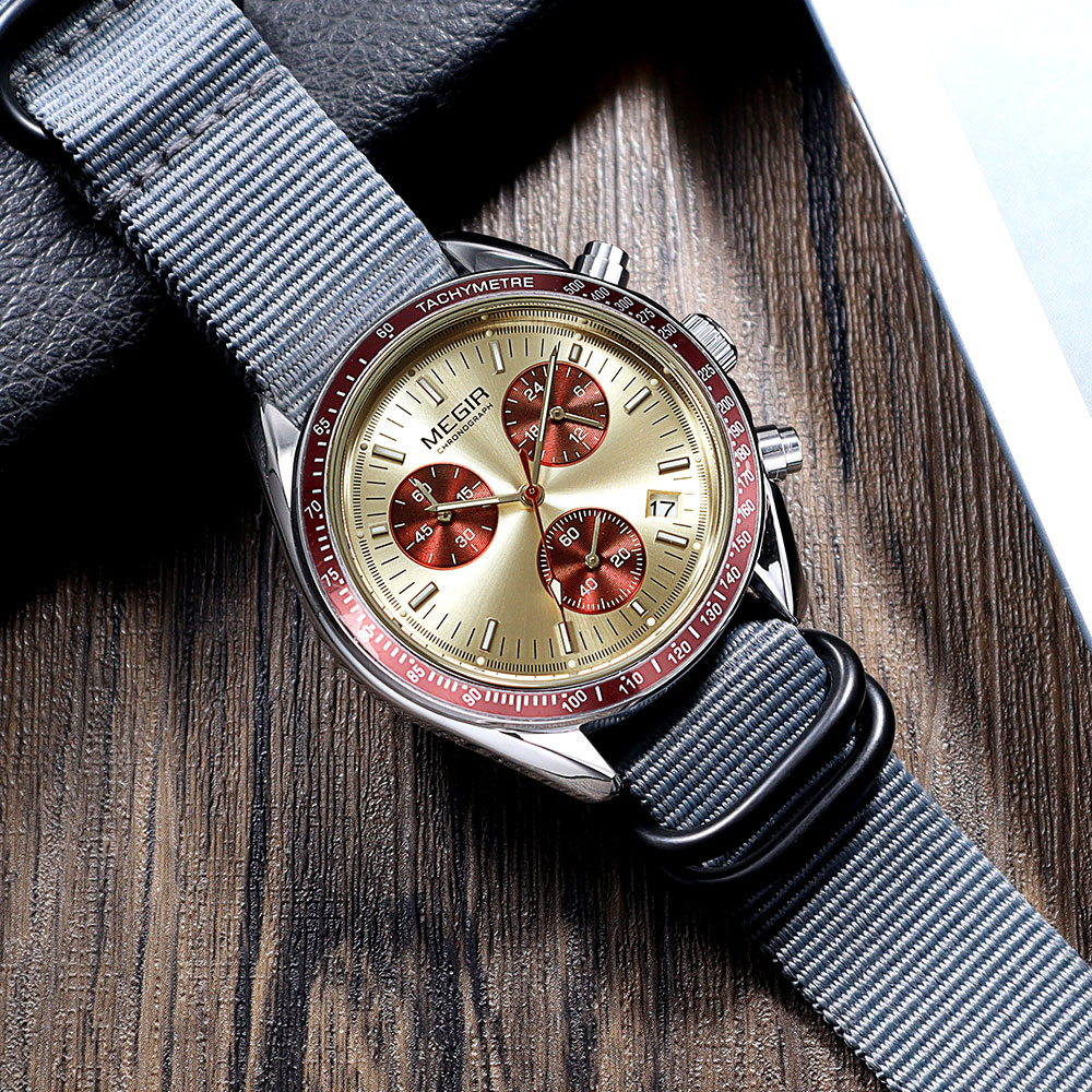 MEGIR جديد للرجال نايلون مضفر  - مراجعة Luxury Watch Green Dial وسعره