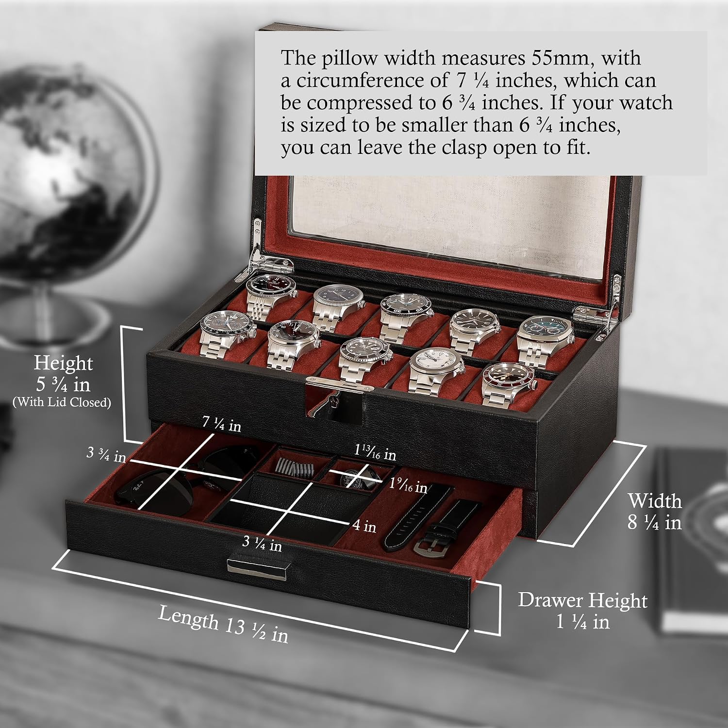 صندوق ساعات بـ 10 فتحات من الج - مراجعة Luxury Watch Organizer وسعره