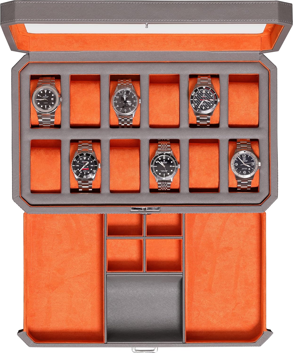 صندوق ساعات جلدي بـ 12 فتحة مع - مراجعة Luxury Watch Organizer وسعره