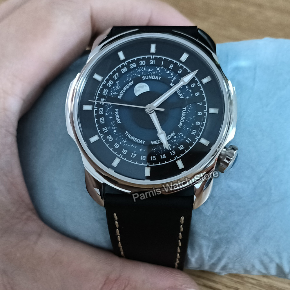 ساعة بارنيس 42 ملم باللون الأز - مراجعة Guilloché Dial Watch وسعره