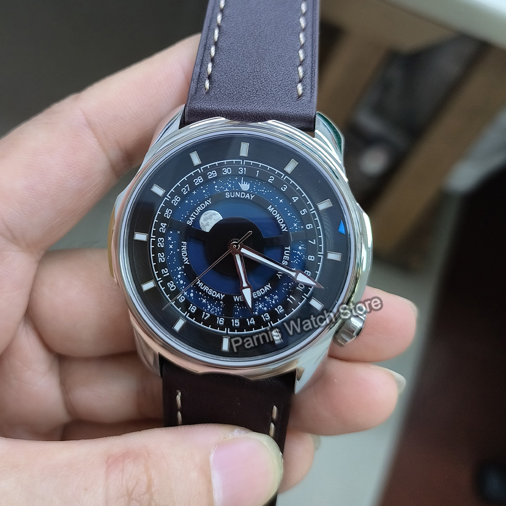 ساعة بارنيس 42 ملم باللون الأز - مراجعة Guilloché Dial Watch وسعره
