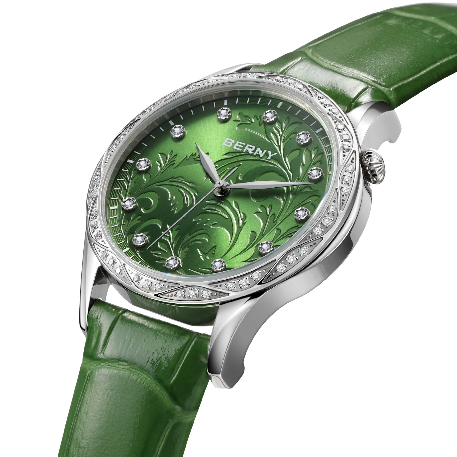 ساعة كوارتز نسائية من BERNY، م - مراجعة Luxury Watch Green Dial وسعره