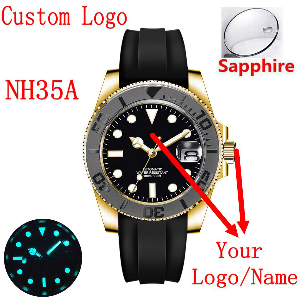 شعار مخصص 40mLuxury NH35/ Miyo - مراجعة Luxury Watch Logo وسعره
